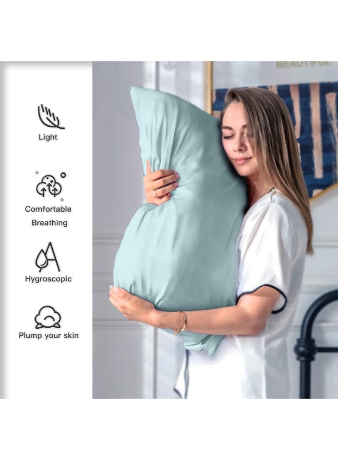 Mulberry Silk Pillowcase for Hair and Skin Standard Size 20"X 26" with Hidden Zipper Soft Breathable Smooth Cooling Pillow Covers for Sleeping(Haze Blue,1Pcs) - Image 3
